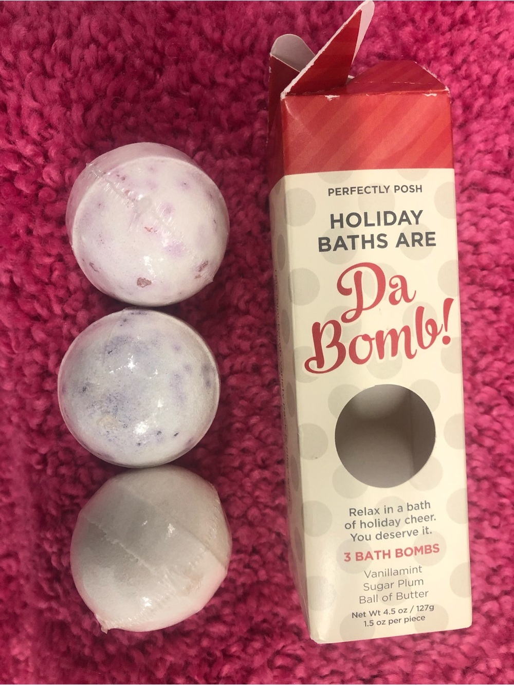 Perfectly Posh Holiday Baths Are Da Bomb— box of 3. New in box. Retired